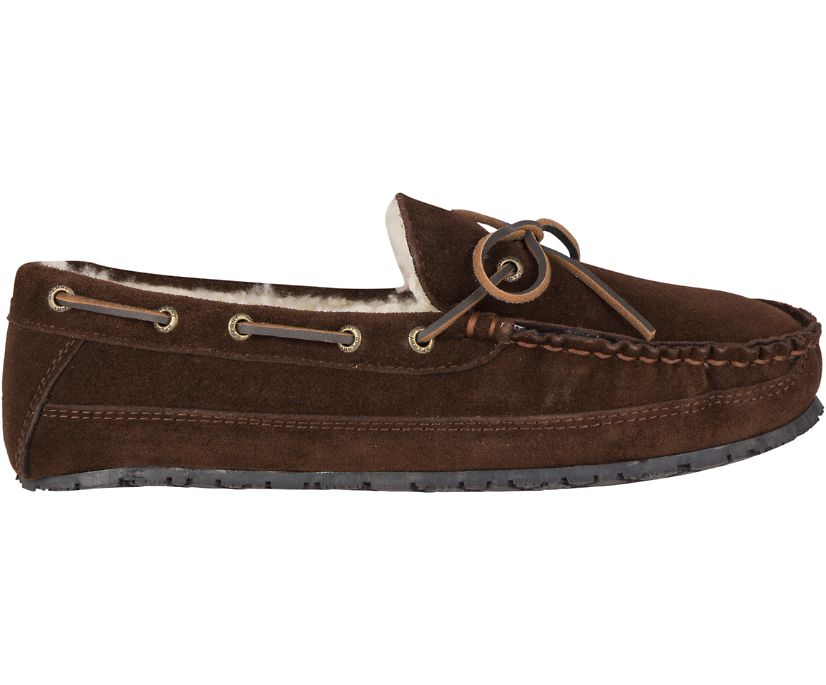 Sperry Shearling Slippers - Men's Slippers - Chocolate [WY5310287] Sperry Top Sider Ireland